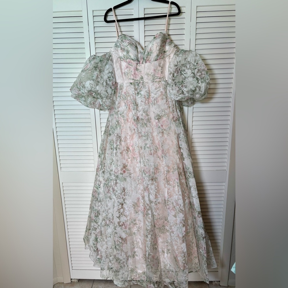 NWT Jovani Light Pink Floral A Line 37531 Gown 12 - Picture 10 of 13